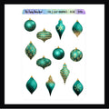Teal & Gold Ornaments Decor Sheet features 12 teal and gold ornament stickers in various shapes and patterns. Shown here on a white background.