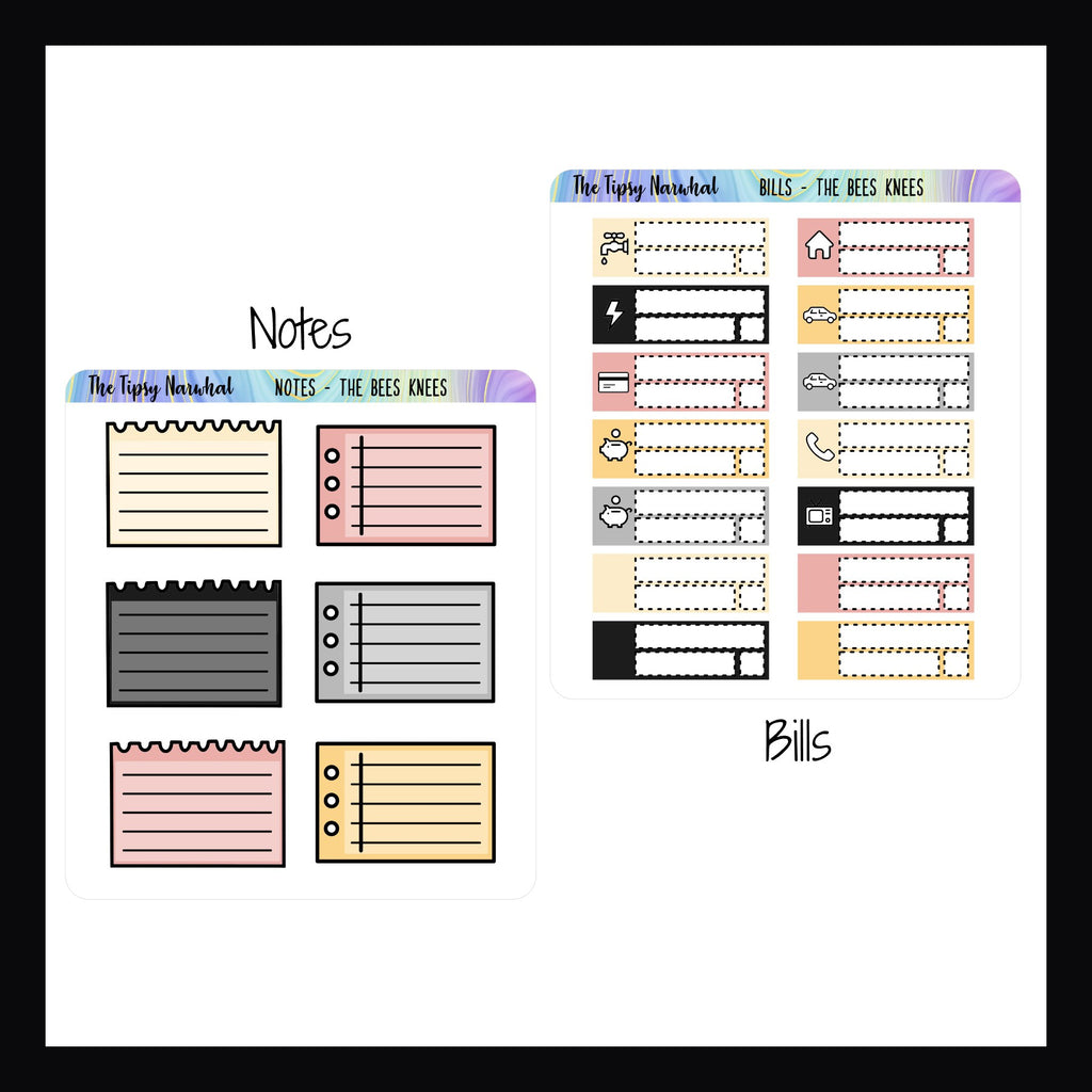 Digital The Bees Knees Functional Add-ons note stickers and bill stickers. 