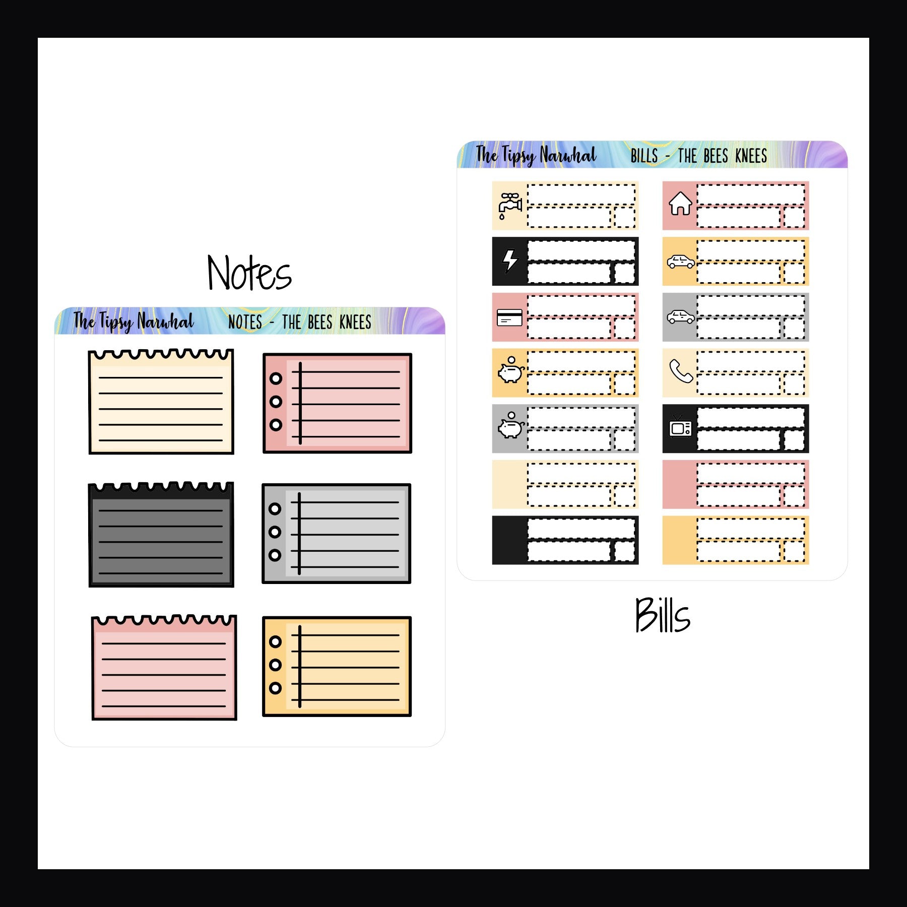 Digital The Bees Knees Functional Add-ons note stickers and bill stickers. 