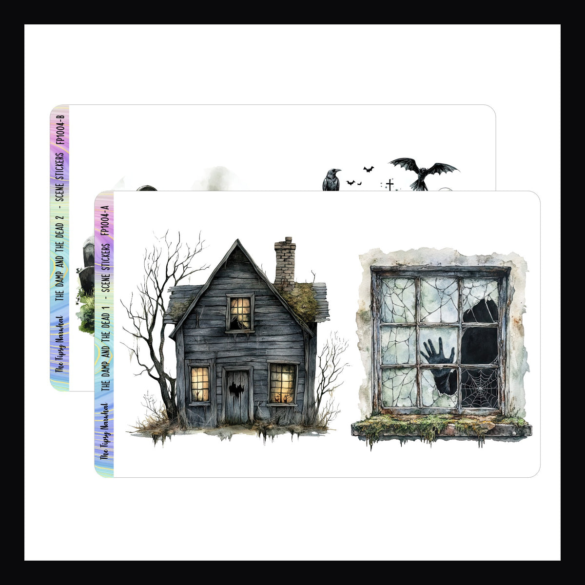 The Damp and The Dead Large Format Stickers are a great way to fill unused space in your planner or journal.  2 sheets (4 designs) to choose from.  Matches the The Damp and The Dead weekly kits.