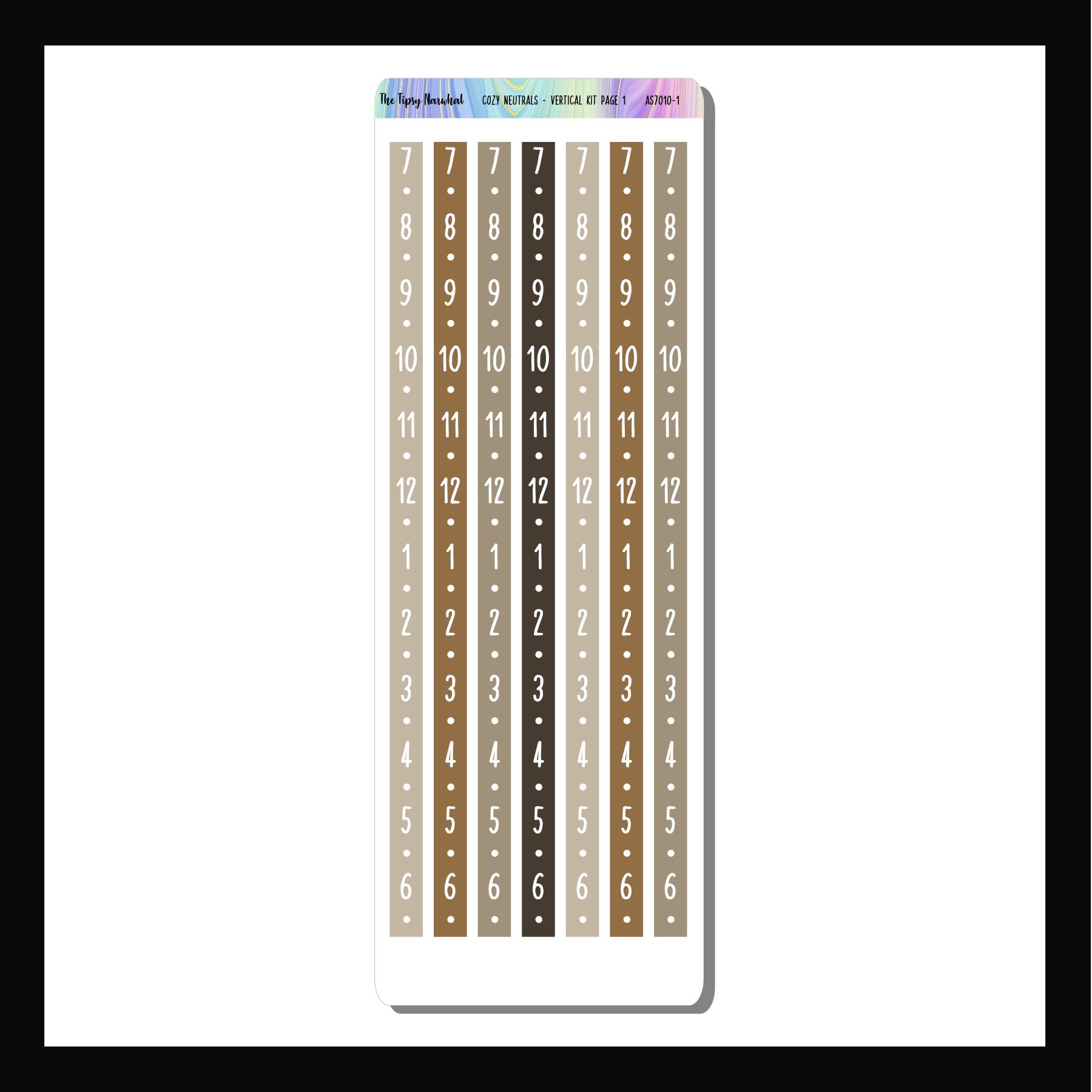 Cozy Neutrals Kit Add-on Sheets - Timelines features 7 stickers used to convert any planner into an hourly schedule.  Coordinates with Cozy Neutrals weekly kits.