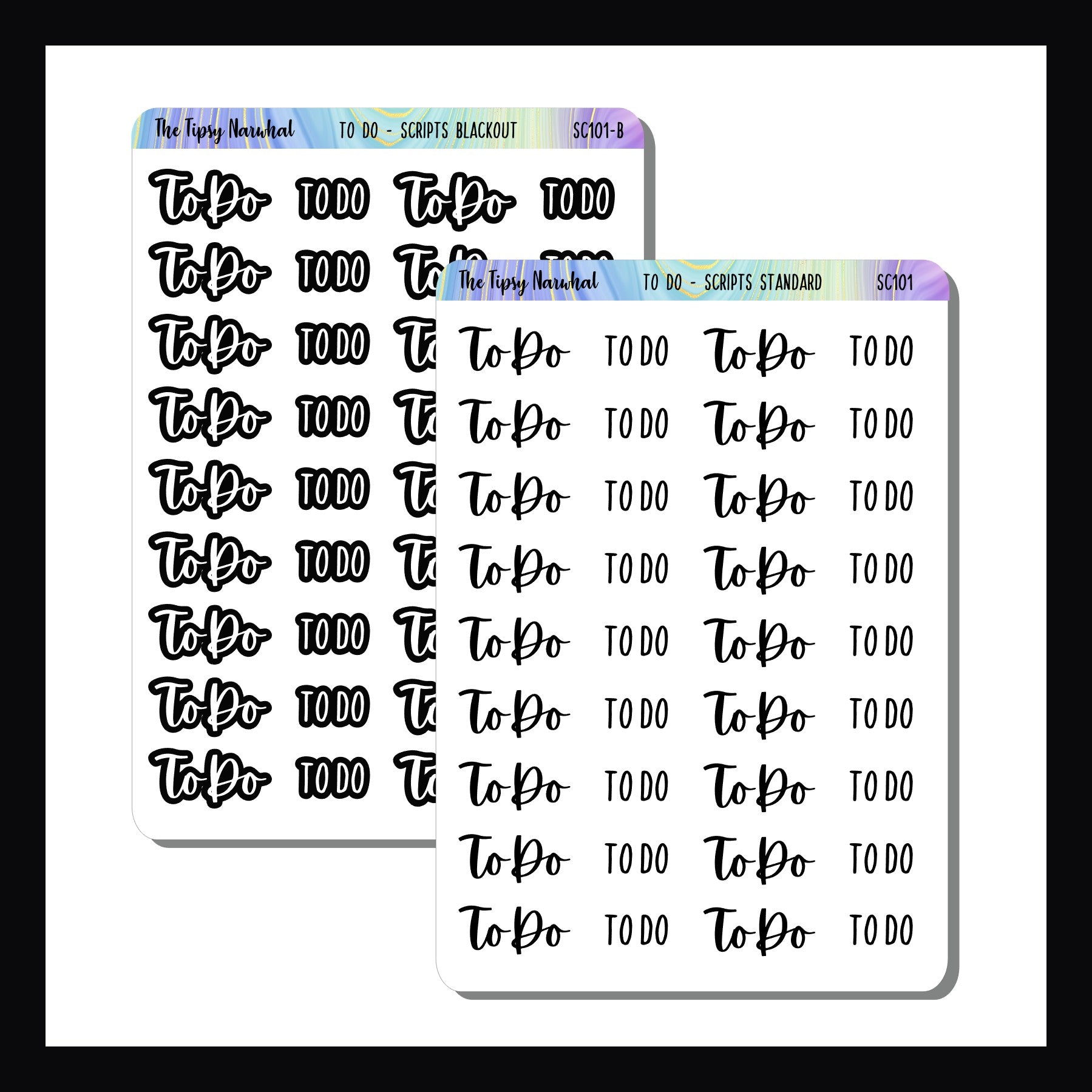 Two sheets of To Do stickers both shown on a white background.