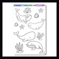 Whales coloring stickers are a 4.5 x 7 inch  sticker sheet.  These whale stickers were designed to be colored in with your pens, pencils, or markers.  
