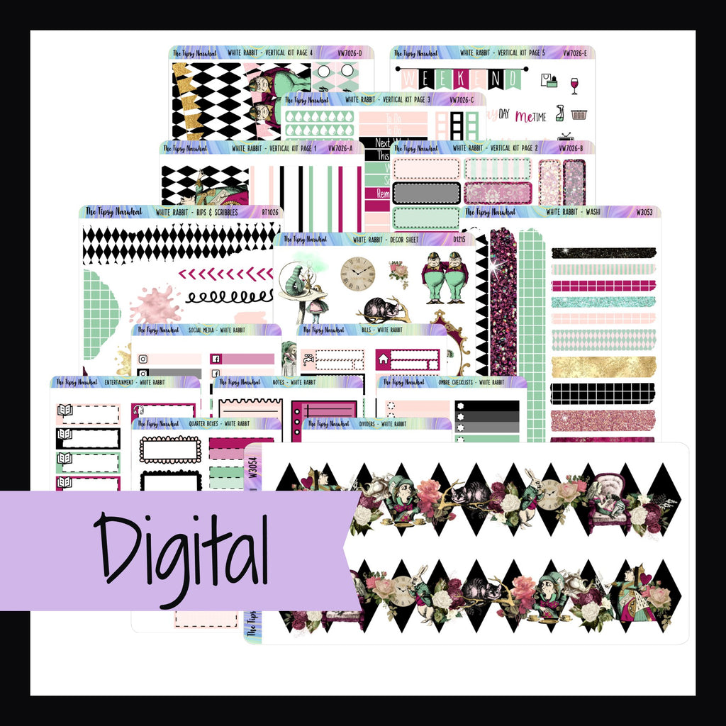 White Rabbit Printable Vertical Sticker Kit