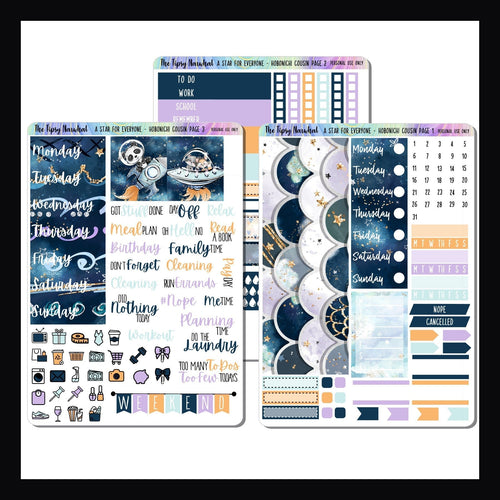 Hobonichi Cousin Kit - A Star For Everyone 3 page sticker kit shown on a white background
