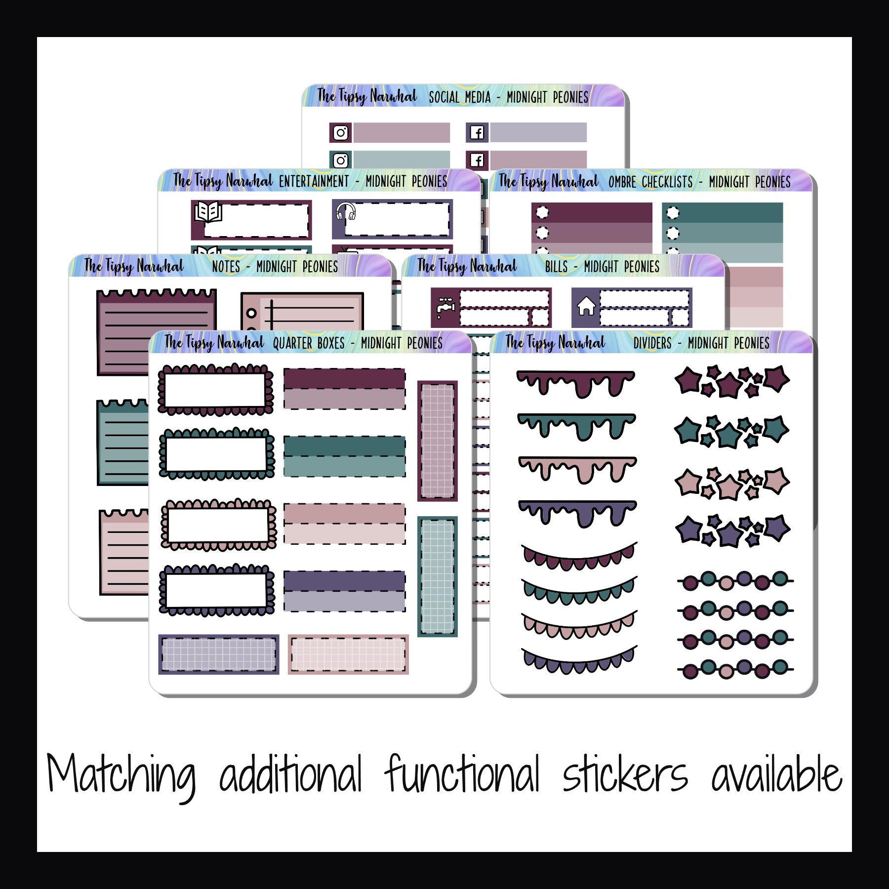 Midnight Peonies Vertical Weekly Kit