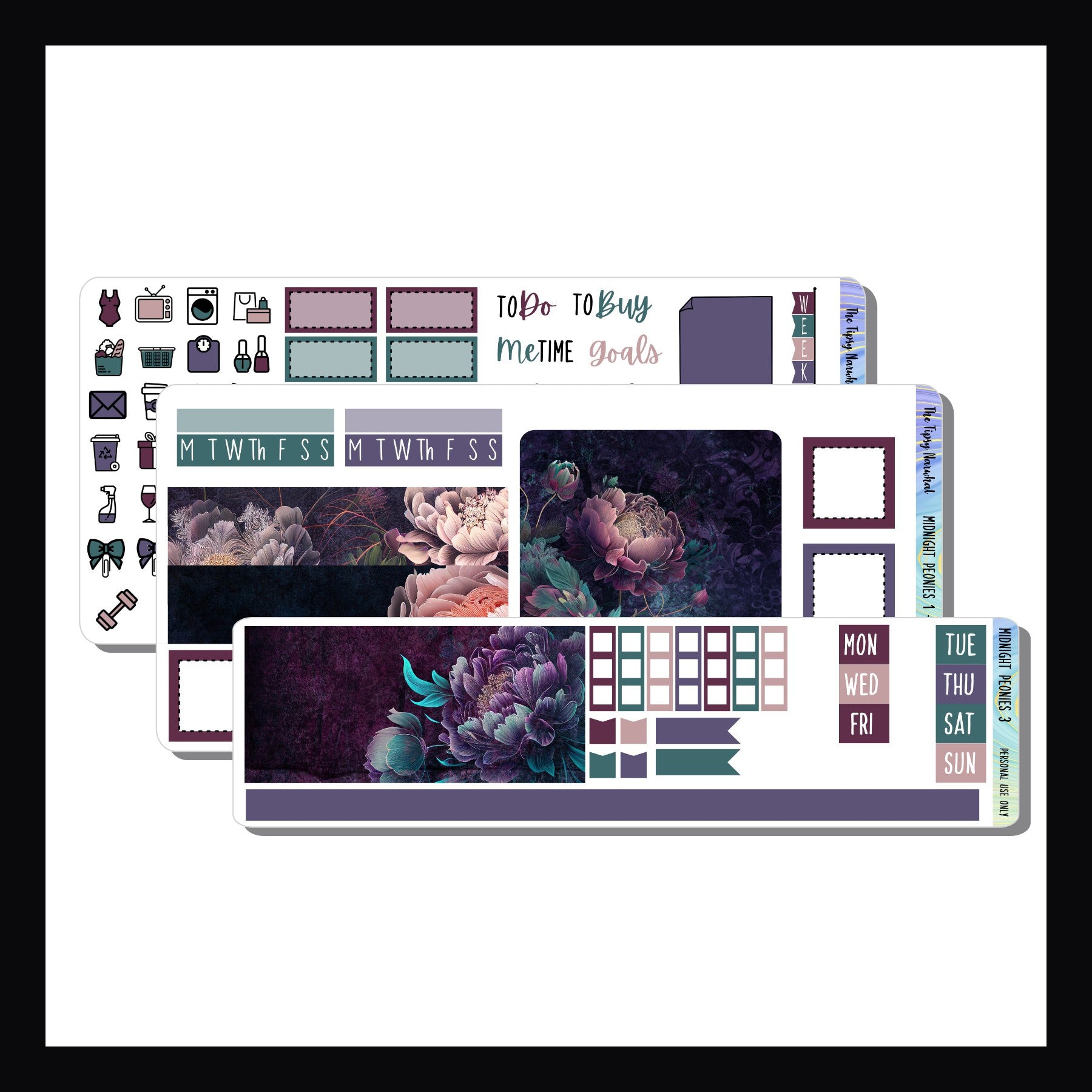 Midnight Peonies Hobonichi Weeks