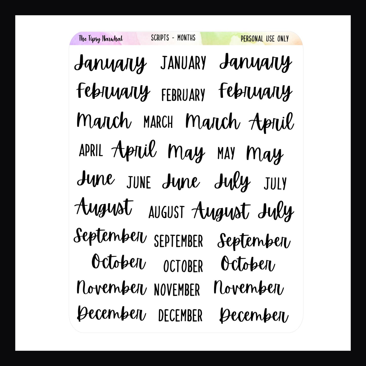 Months of the Year Script